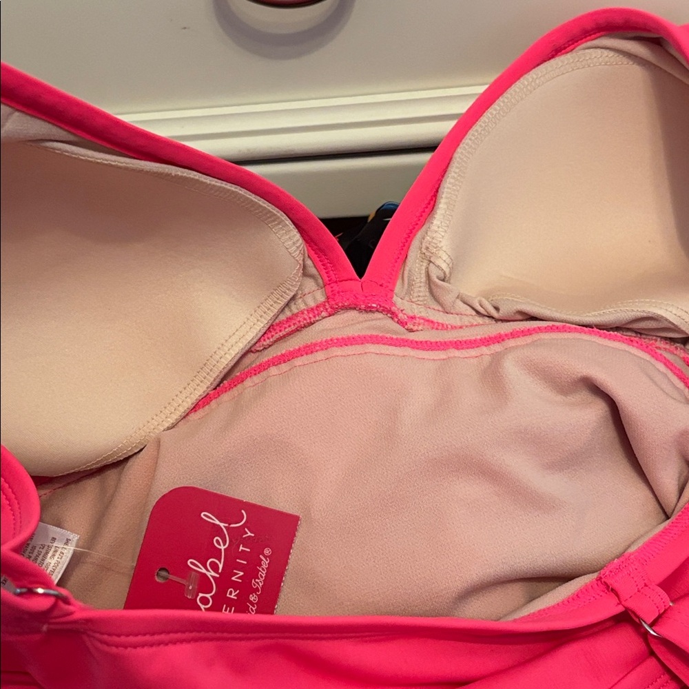 NWT Pink Ruffled Maternity Women's One Piece Swimsuit - Picture 13 of 13